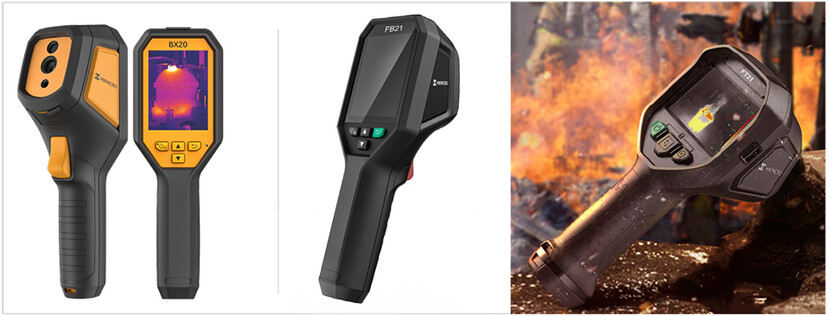 주원이 보급에 들어간 ATEX&IECEx 방폭형 열화상 카메라(왼쪽)와 소방용 열화상 카메라 FB 21(가운데)과 FT 31.